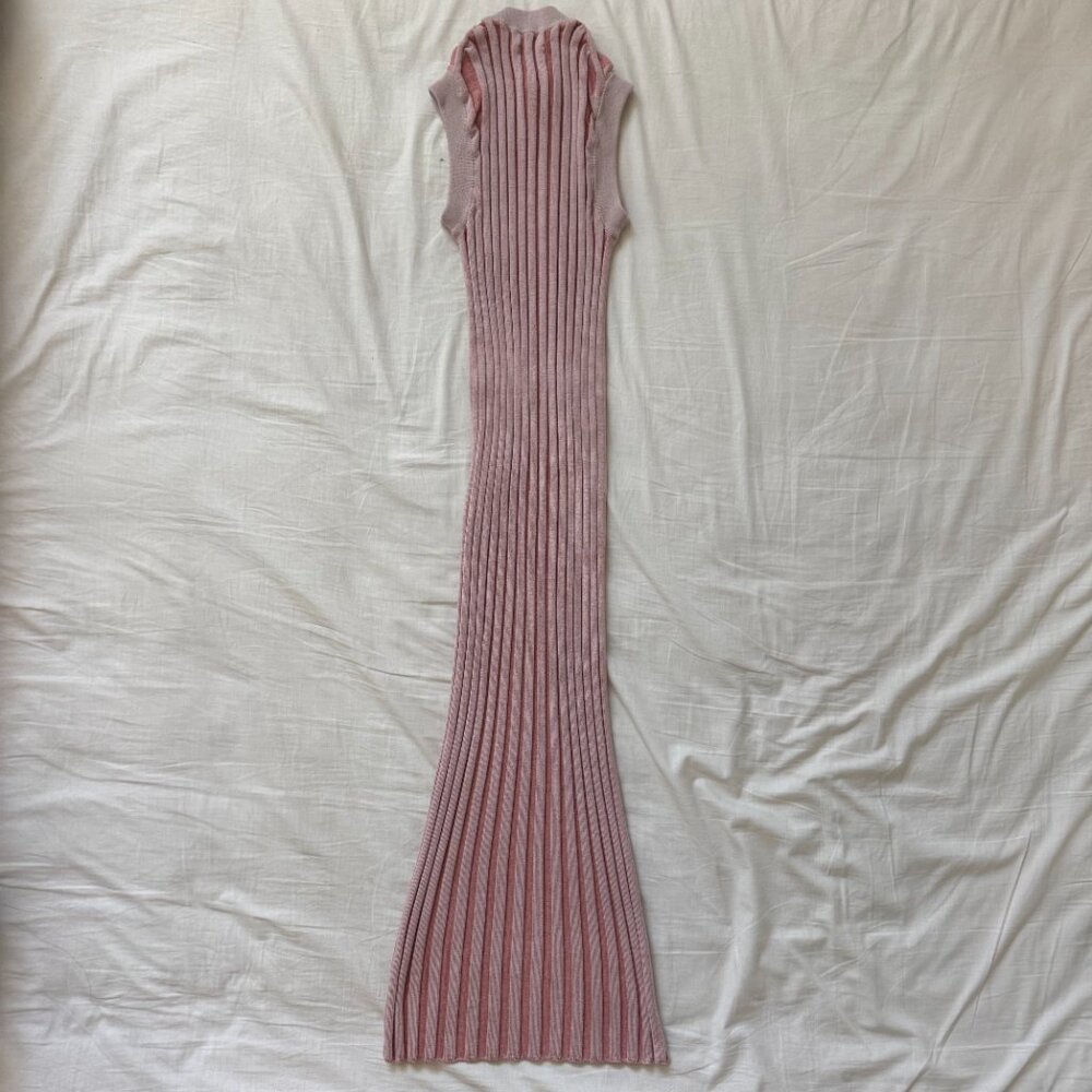All Saints Pink Ribbed Knit Dress - Picture 2 of 3